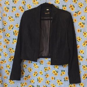 Calvin Kline black faux leather cropped jacket